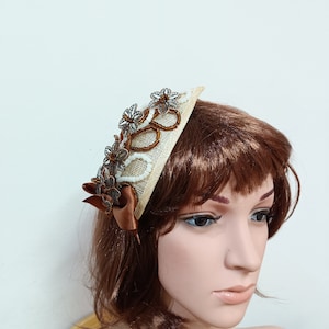 Cream and copper fascinator