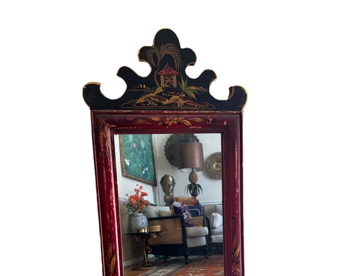 Vintage Chinoiserie Mirror Pagoda Details Etsy
