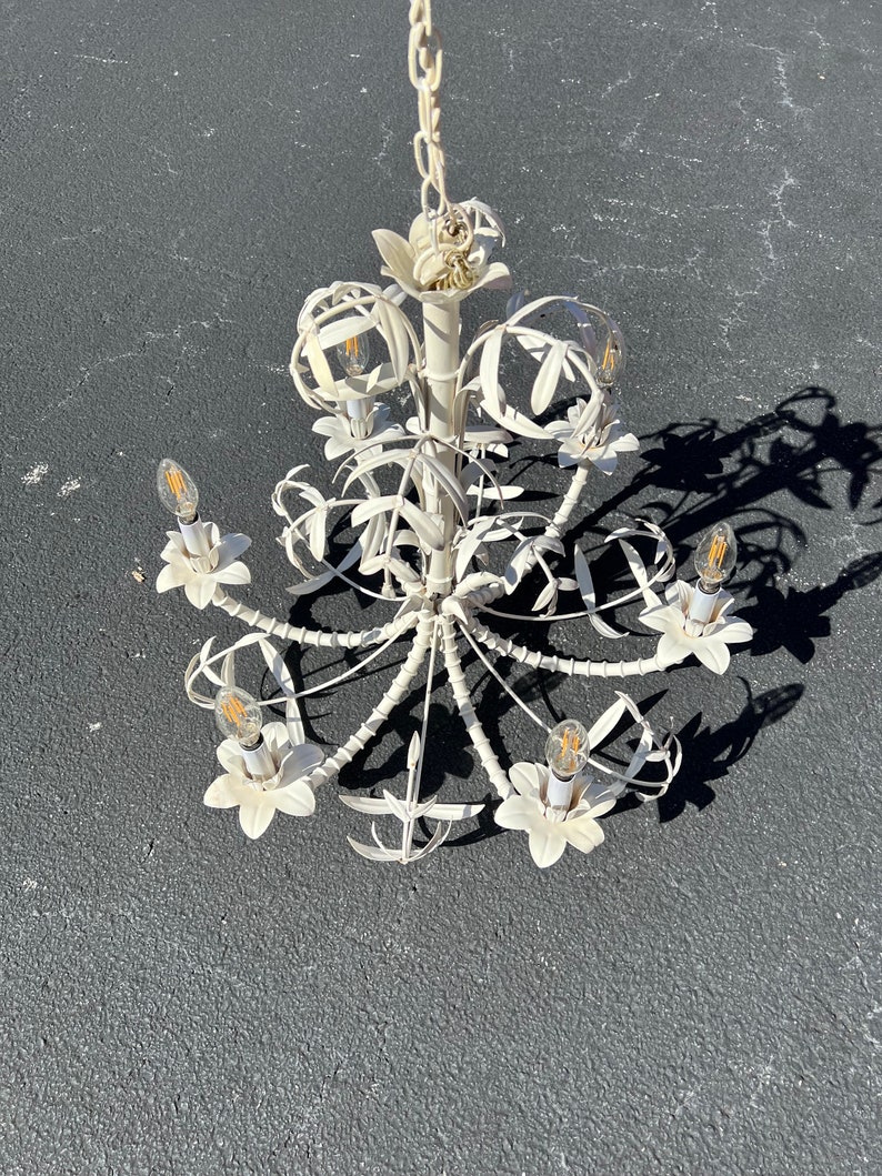 Beautiful vintage faux bamboo chandelier image 3