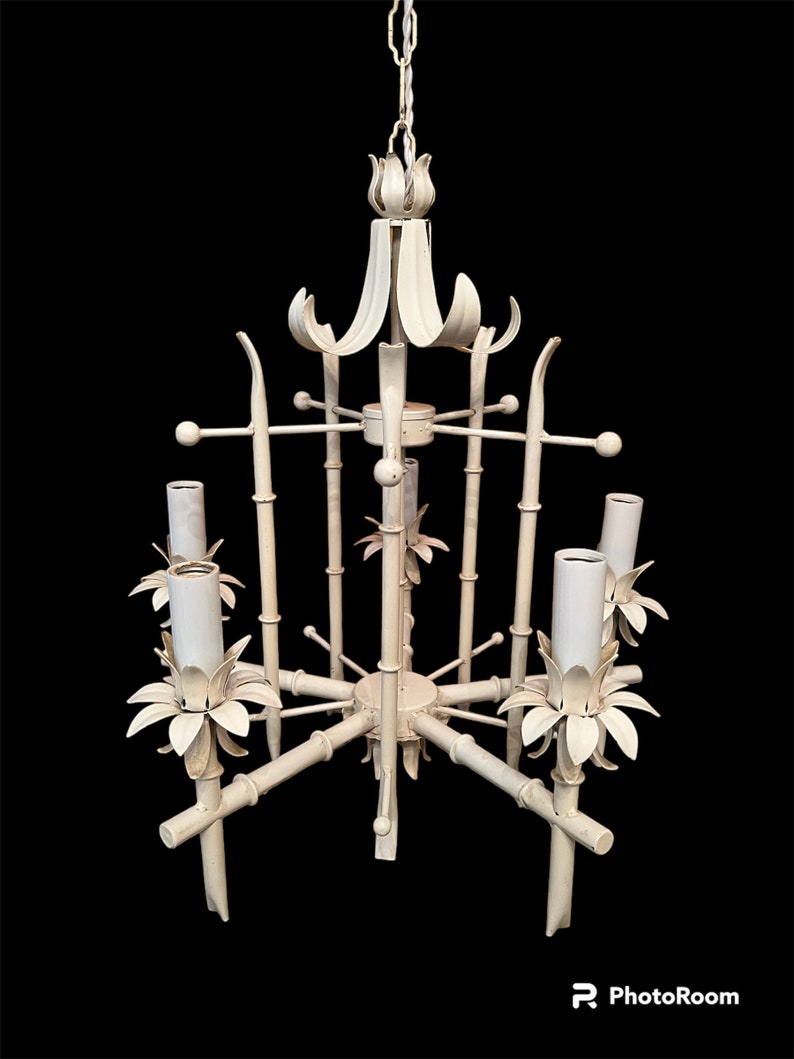 Beautiful vintage faux bamboo chandelier image 2