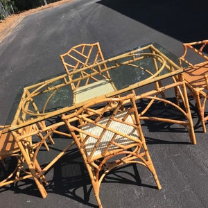 Great vintage Chinese chippendale bamboo table and four chairs | Etsy