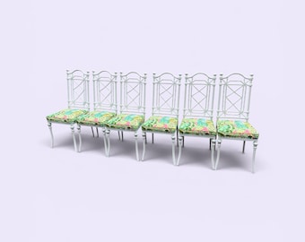A set of six vintage Kessler cast aluminum chairs with all new paint and upholstery
