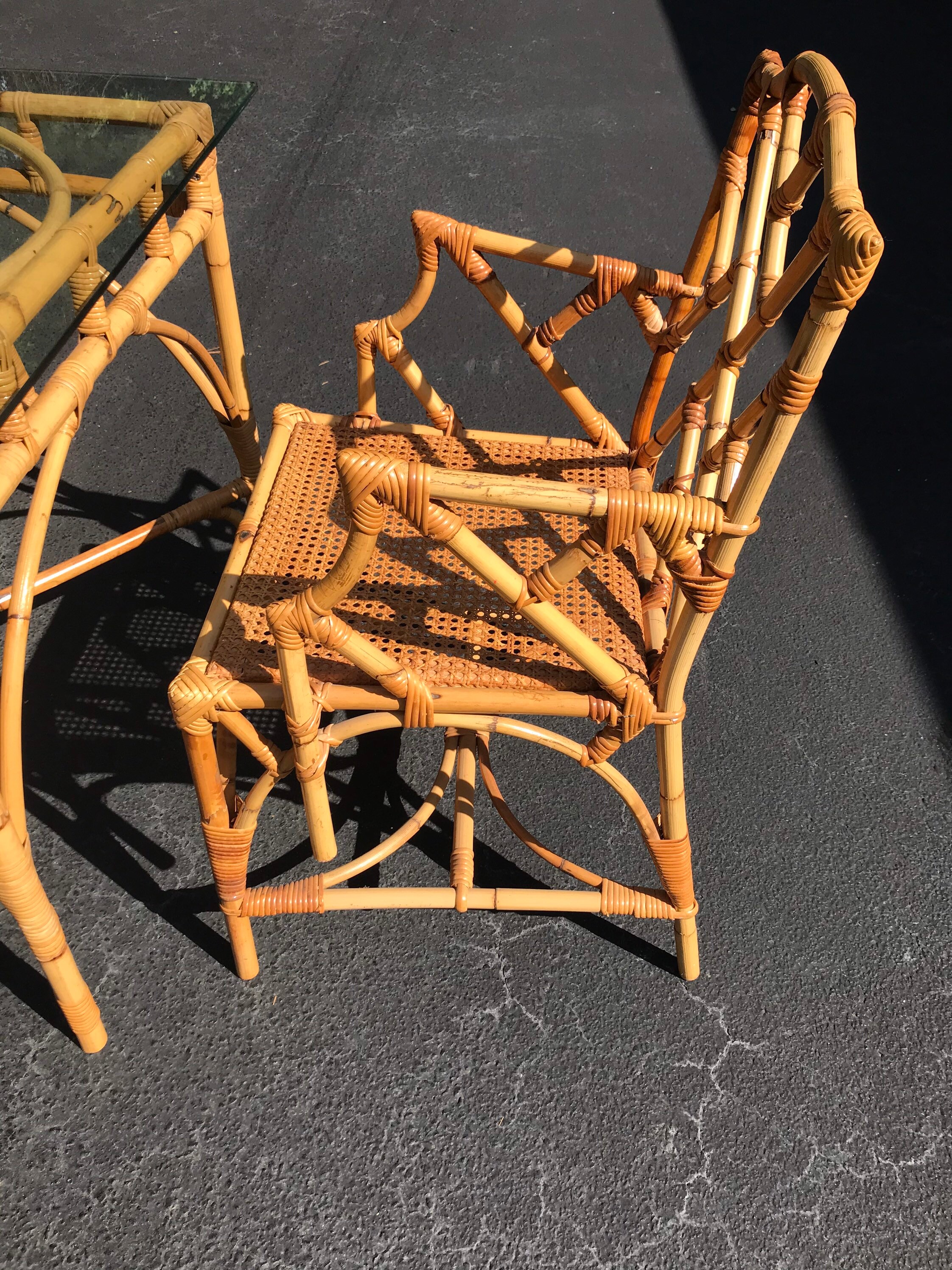 Great vintage Chinese chippendale bamboo table and four chairs | Etsy