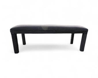 Vintage Parson style ottoman with all new upholstery and two 24” matching pillows