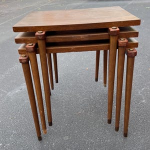 Mid century Opal Mobel teak laminated  stacking / nesting tables