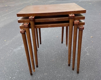 Mid century Opal Mobel teak laminated  stacking / nesting tables