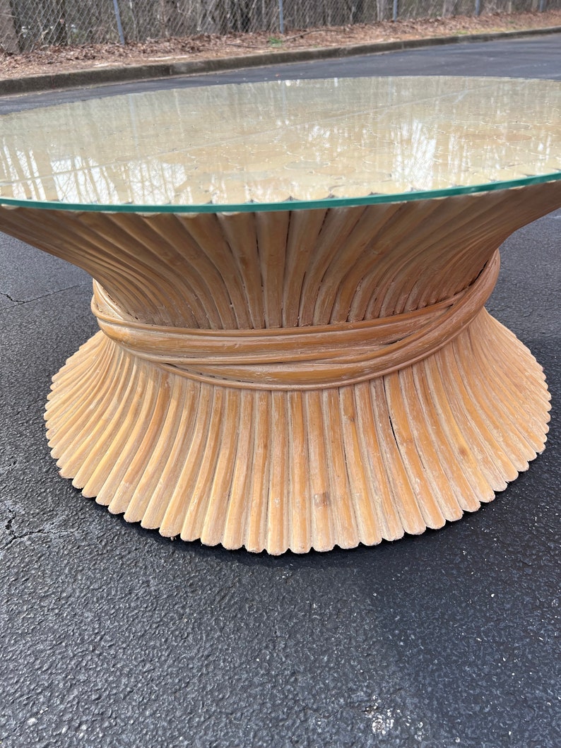 Wheat sheaf bamboo coffee table in the McGuire style image 5