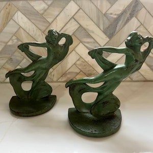 Vintage art deco style heavy metal bookends image 7