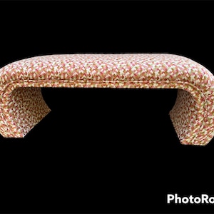 Beautiful newly upholstered vintage waterfall ottoman with matching pillows