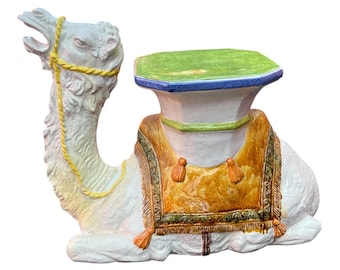 Vintage Italian Glazed Terracotta Camel Garden Seat