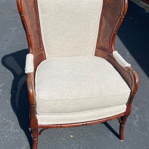 Beautiful faux bamboo cane side wing chair Ethan Allen image 6
