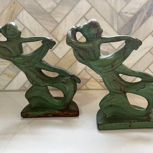 Vintage art deco style heavy metal bookends image 6