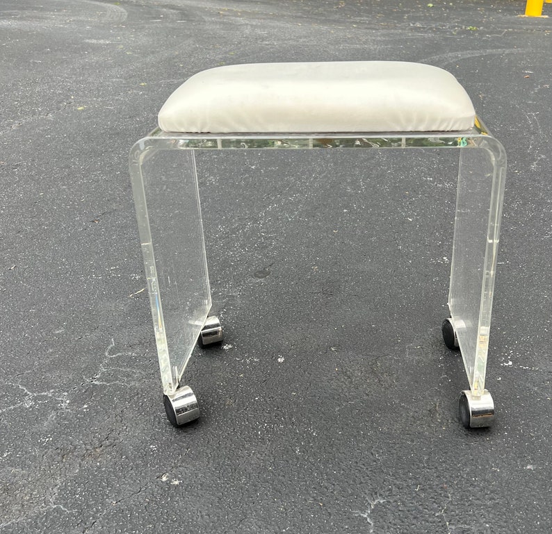 Vintage lucite vanity stool / bench image 2