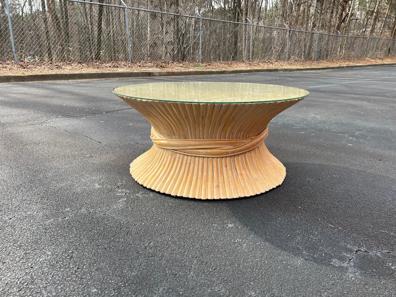 Wheat sheaf bamboo coffee table in the McGuire style image 6