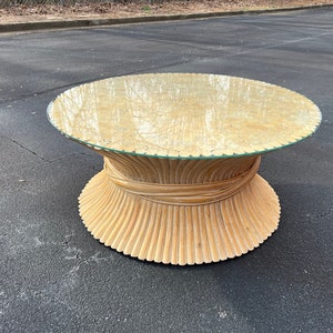 Wheat sheaf bamboo coffee table in the McGuire style image 3