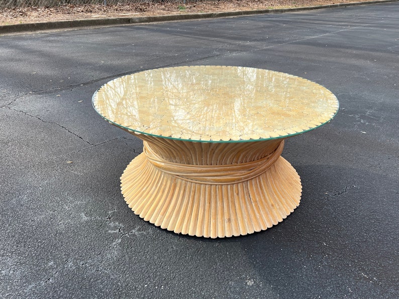 Wheat sheaf bamboo coffee table in the McGuire style image 3