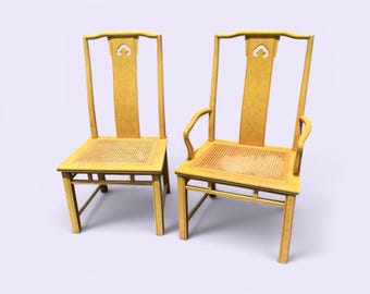 Lovely pair of Asian inspired chairs with cane seats