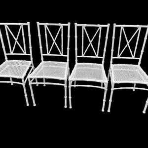 Vintage faux bamboo cast aluminum chairs - a collection of four.  POWDER COATED!