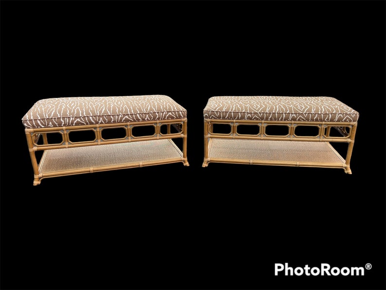 Gorgeous Selamat bench with all new upholstery. SOLD INDIVIDUALLY image 1