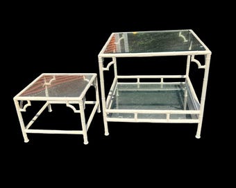 Vintage Faux Bamboo Meadowcraft cast aluminum tables