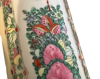 Tall 12” Rose Medallion Cylinder Vase
