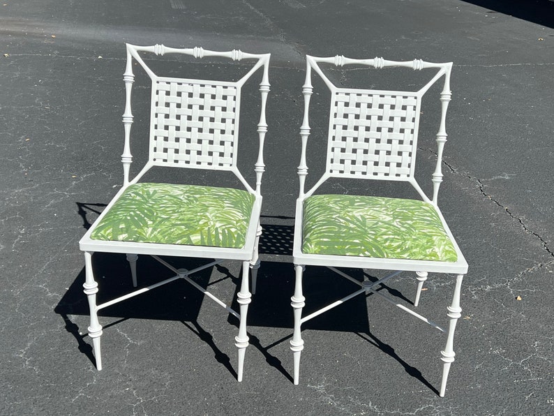 Beautiful pair of vintage Phyllis Morris faux bamboo chairs image 9
