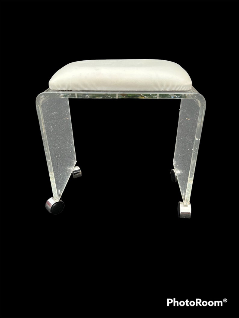 Vintage lucite vanity stool / bench image 1