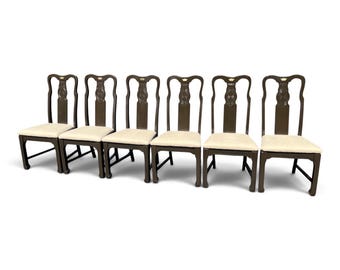 Set of six vintage Singer Chinese Chippendale dining chairs - all new paint and upholstery
