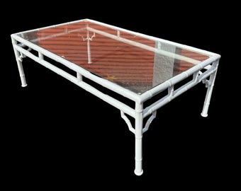 Vintage Meadowcraft faux bamboo cast aluminum coffee table