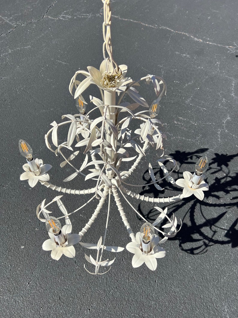 Beautiful vintage faux bamboo chandelier image 8