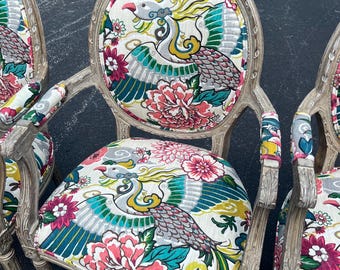 Set of Four Vintage Louis XVI Dining Chairs – new Custom Fabric