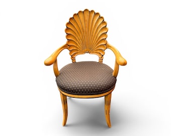 A vintage shell back grotto style chair. Made in Italy