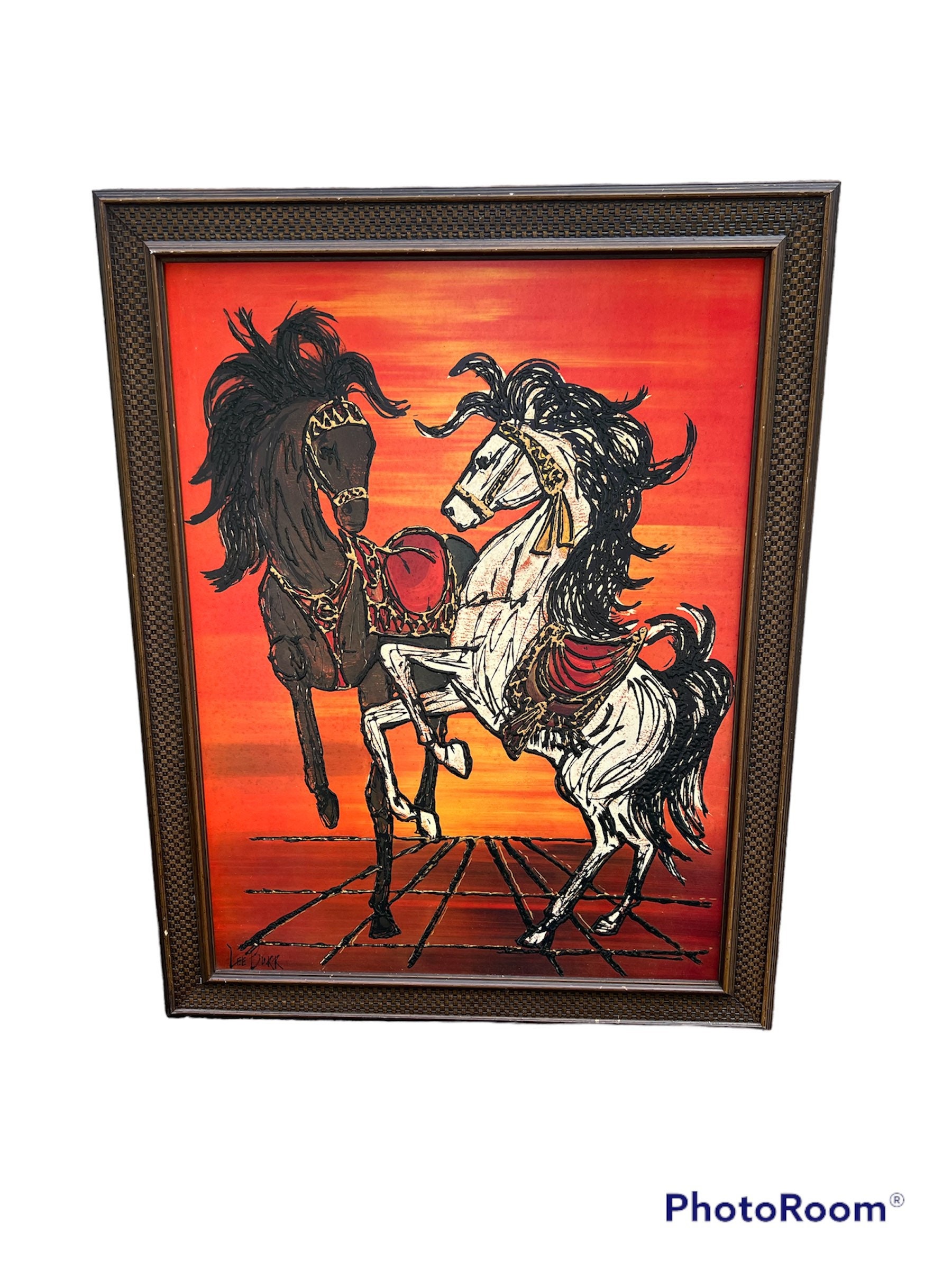 Mid Century Abstract Horse Painting Carousel- Lee Burr Reynolds - Etsy