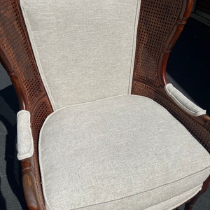 Beautiful faux bamboo cane side wing chair Ethan Allen image 2