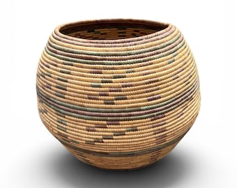 Huge Vintage Woven Basket – Large Decorative Storage Container