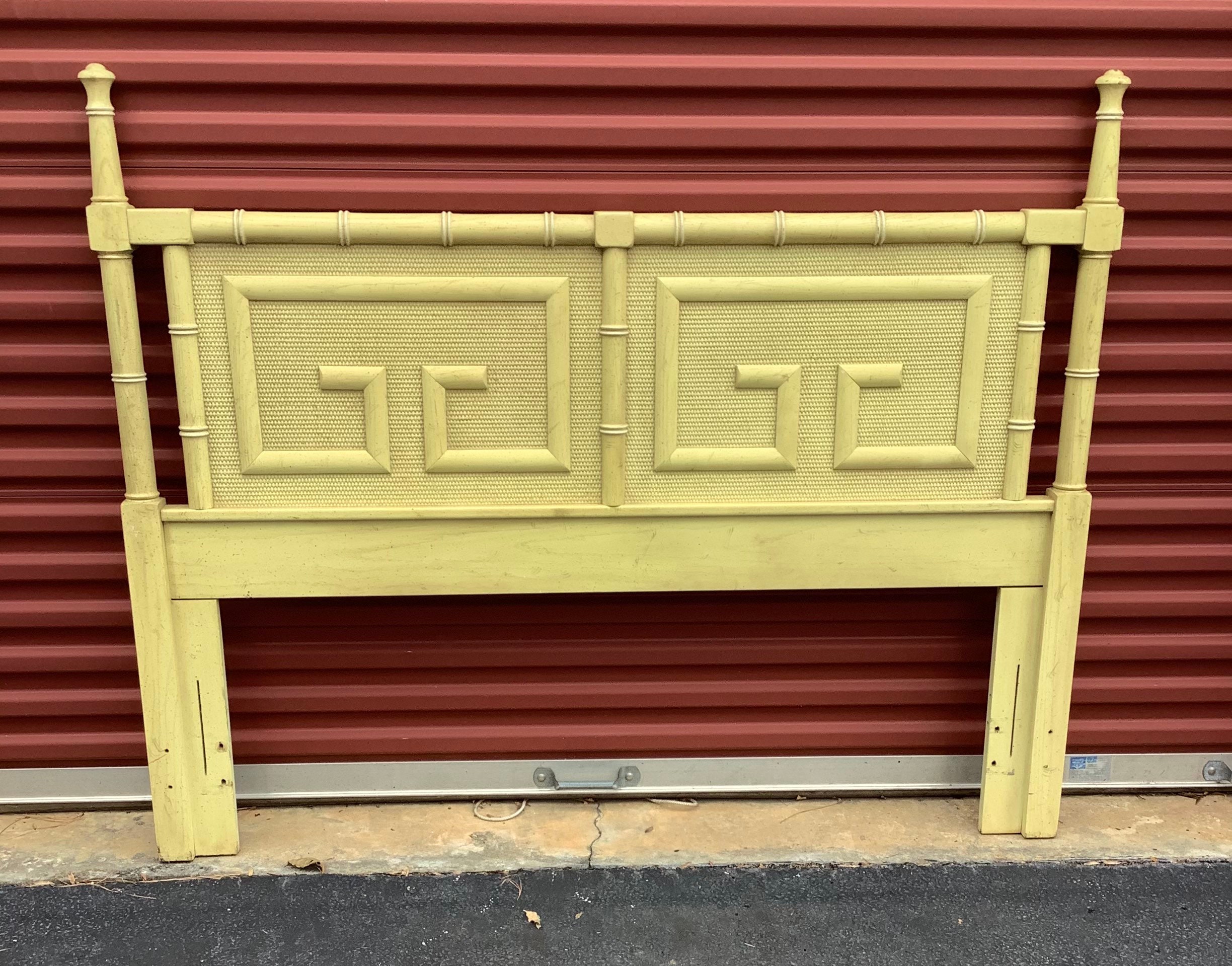 Vintage faux bamboo full / queen headboard with Greek key Etsy