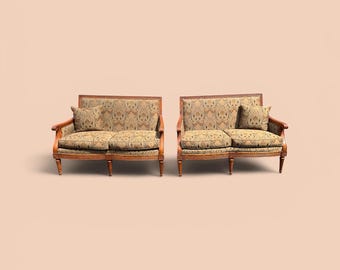Vintage Thomasville neoclassical love seats - a pair
