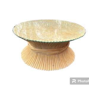 Wheat sheaf bamboo coffee table in the McGuire style image 1