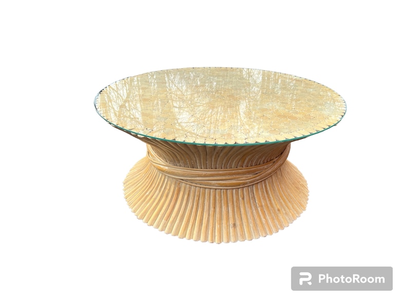 Wheat sheaf bamboo coffee table in the McGuire style image 1