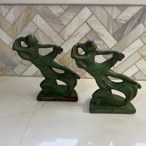 Vintage art deco style heavy metal bookends image 5