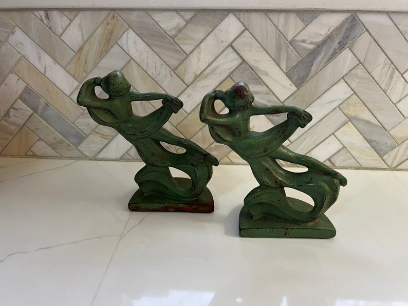 Vintage art deco style heavy metal bookends image 5