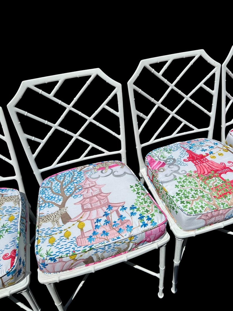 Vintage Faux Bamboo Dining Chairs Brown Jordan Style Chinoiserie Vintage Faux Bamboo Dining Chairs Brown Jordan Style Chinoiserie