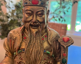 Heavy vintage solid brass Asian figure