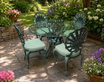 Vintage Tropitone / Brown Jordan Grotto Shell Back Chairs and Table Set – Original Upholstery