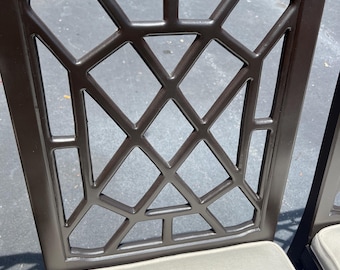 Set of 8 vintage John Widdicomb Chinese Chippendale chairs with all new upholstery