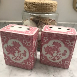 A vintage pair of ceramic Chinese opium pillows