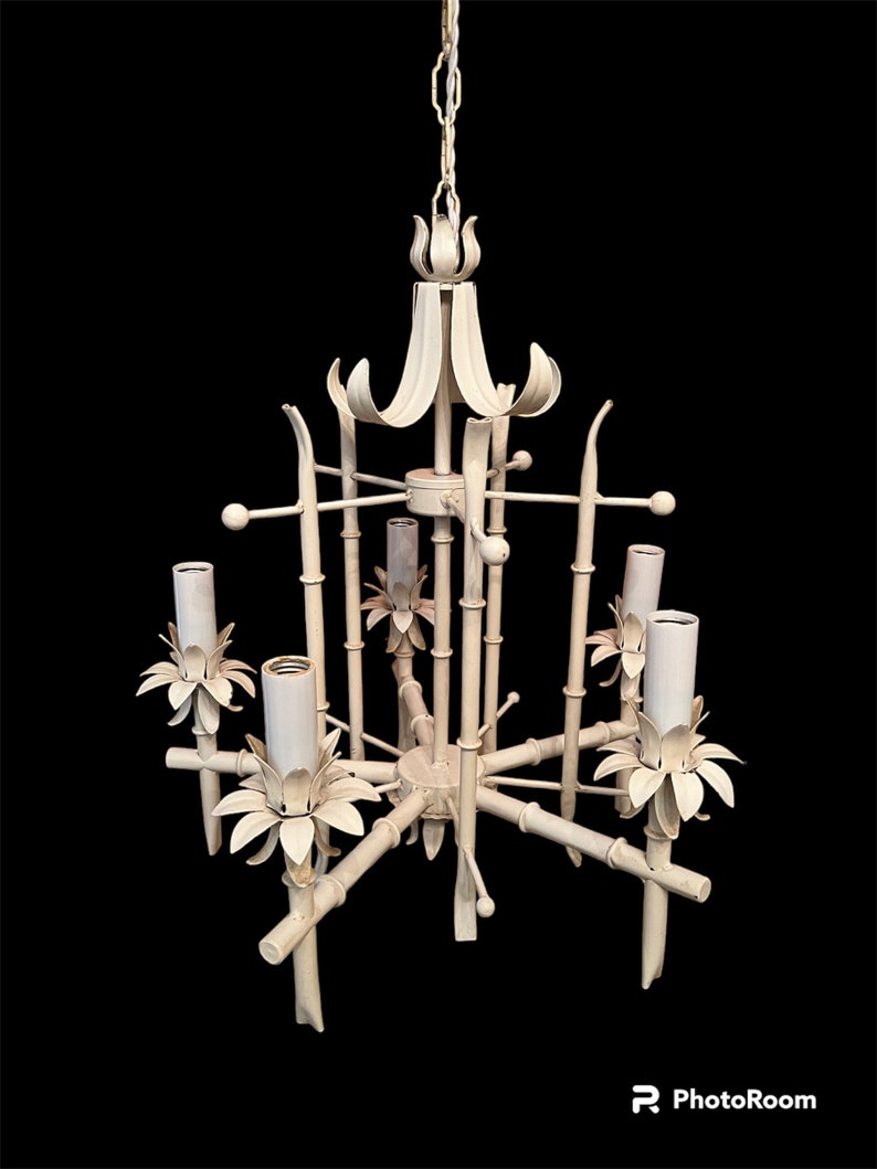 Beautiful vintage faux bamboo chandelier image 1