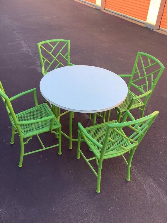 Vintage Meadowcraft faux bamboo patio / dining set Etsy