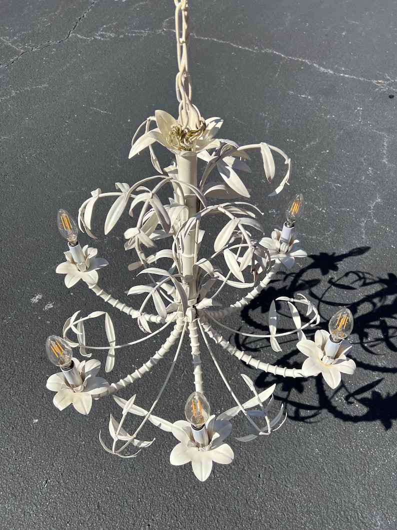 Beautiful vintage faux bamboo chandelier image 6