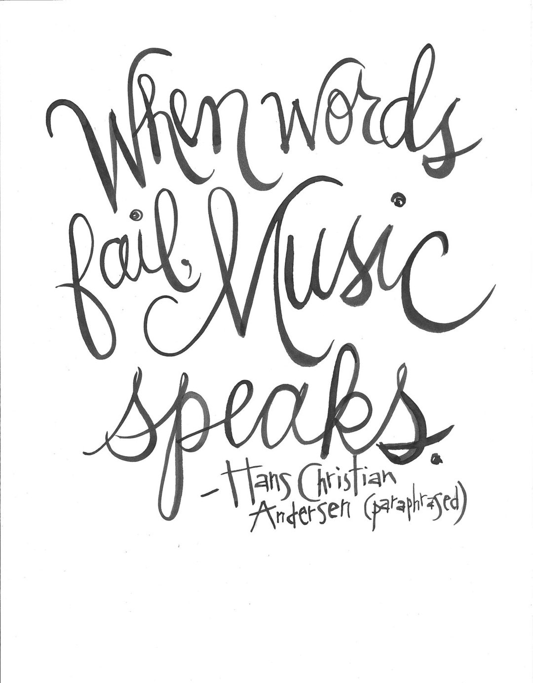 When Words Fail, Music Speaks. Hans Christian Andersen Handlettered